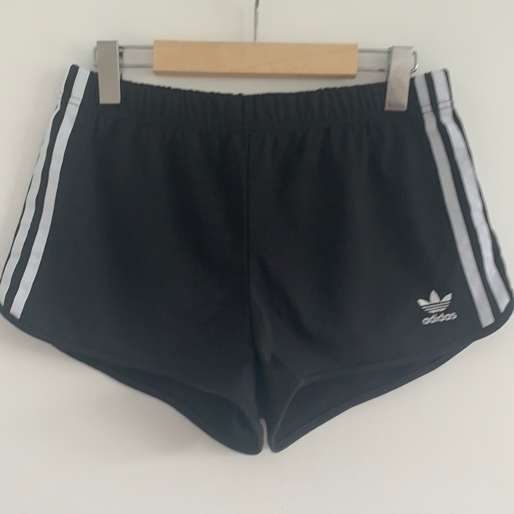 adidas Black Athletic Shorts with White Stripes